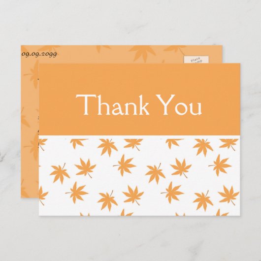 Herfst C geel bladeren bruiloft gunst dank u Briefkaart (Voorkant / Achterkant)