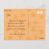 Herfst c gele bladeren huwelijksgunst bedankt briefkaart (Achterkant)