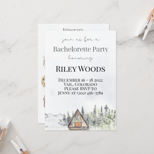 Herfst Cabin & Pumpkins Bachelorette Uitnodiging (Voorkant / Achterkant in situ)