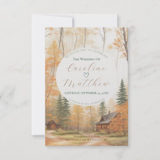 Herfst Cabine Bruiloft Uitnodiging (Voorkant)