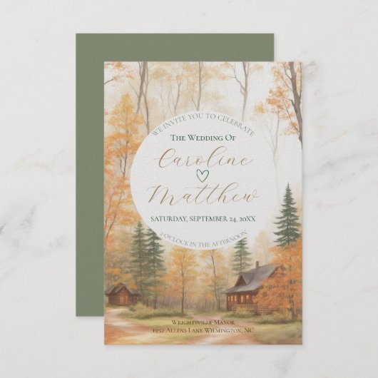 Herfst Cabine Bruiloft Uitnodiging (Voorkant / Achterkant)
