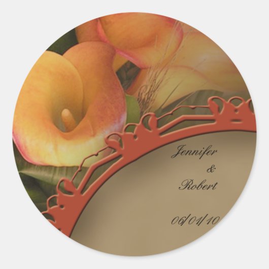 Herfst Cala Lily Boeket Envelope Seal Ronde Sticker (Voorkant)