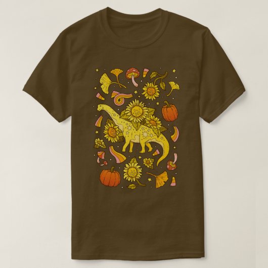 Herfst Camarasaurus Herfst Dinosaurus Zonnebloem K T-shirt (Design voorkant)