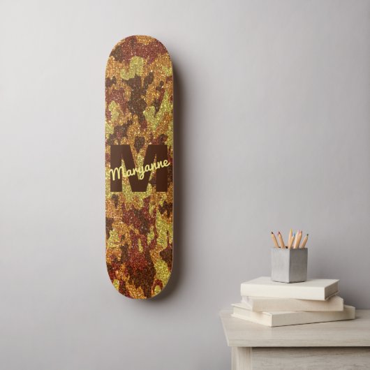Herfst Camouflage Glitter Sinaasappel Jacht Camo Persoonlijk Skateboard (Muurkunst)