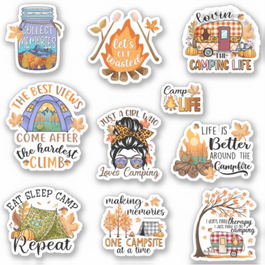 Herfst Camping, Camp Life Sticker Pack (Voorkant)