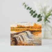 Herfst Canal Lock Waterval Feestdagenkaart (Staand voorkant)