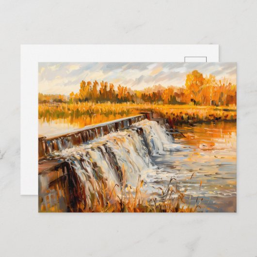 Herfst Canal Lock Waterval Feestdagenkaart (Voorkant / Achterkant)
