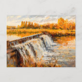 Herfst Canal Lock Waterval Feestdagenkaart (Voorkant)