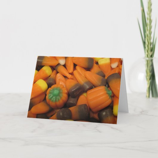 Herfst Candy Corn "Happy Halloween!" Kaart (Voorkant)