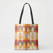 Herfst canvas tas met herfstplaid en peren (Voorkant)