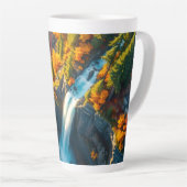 Herfst Canyon Waterval – Levendig Herfstboslandsch Latte Mok (Rechterhoek)