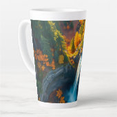 Herfst Canyon Waterval – Levendig Herfstboslandsch Latte Mok (Linkerhoek)