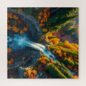 Herfst Canyon Waterval – Levendig Herfstboslandsch Legpuzzel (Horizontaal)