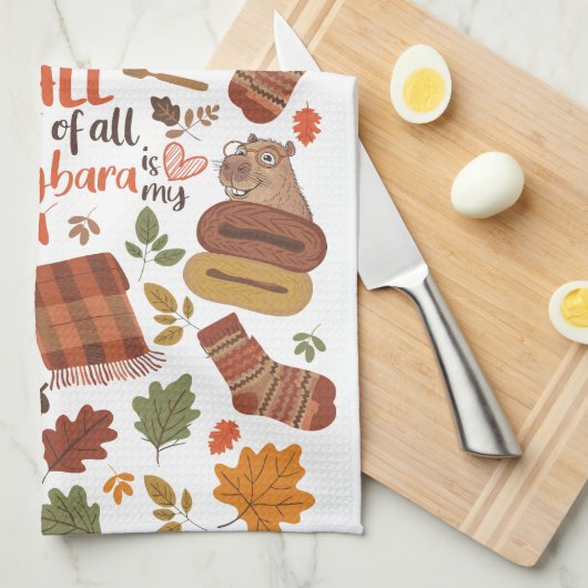 Herfst Capybara Handdoek (Quarter Fold)