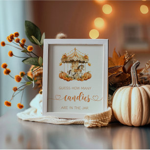 Herfst Carrousel baby pompoen raden hoeveel snoepj Poster