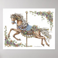 Herfst Carrousel Paard Pen-en-inkt Tekening Poster