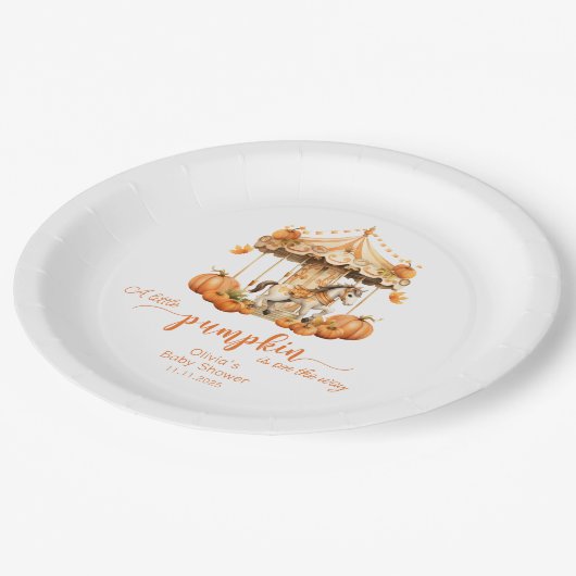 Herfst Carrousel rustieke herfst pompoen baby show Papieren Bordje (Gekanteld)