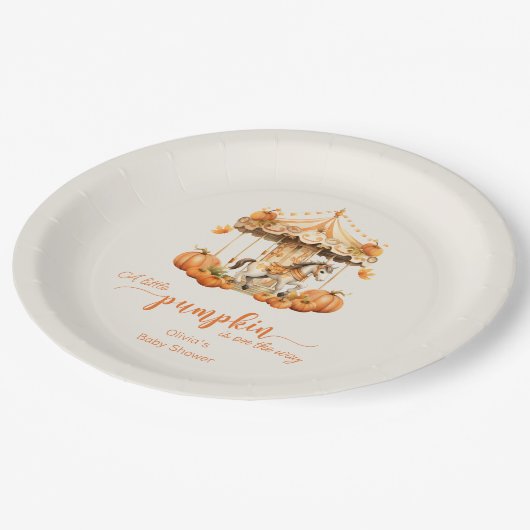 Herfst Carrousel rustieke herfst pompoen baby show Papieren Bordje (Gekanteld)