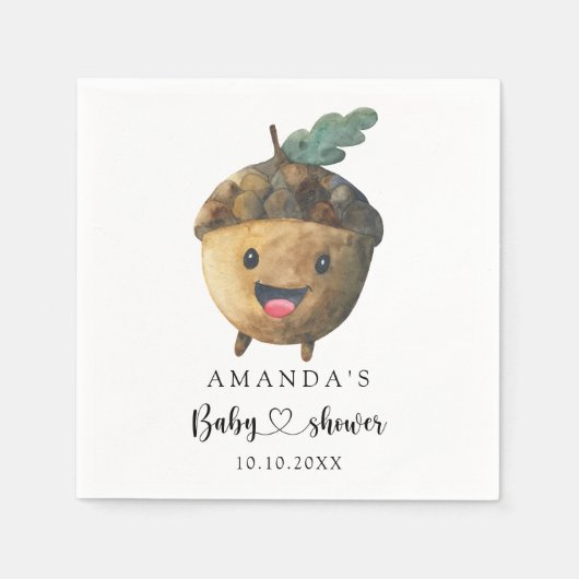 Herfst cartoon eikel Baby shower Servet (Voorkant)