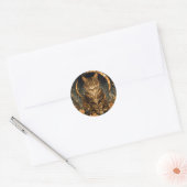 Herfst Cat Moon Golden Flowers Ronde Sticker (Envelop)