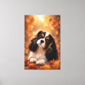 Herfst Cavalier King Charles Spaniel – Schattige H Canvas Afdruk (Voorkant)