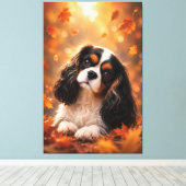 Herfst Cavalier King Charles Spaniel – Schattige H Canvas Afdruk (Insitu (Houten vloer))