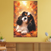 Herfst Cavalier King Charles Spaniel – Schattige H Canvas Afdruk (Insitu (Woonkamer))