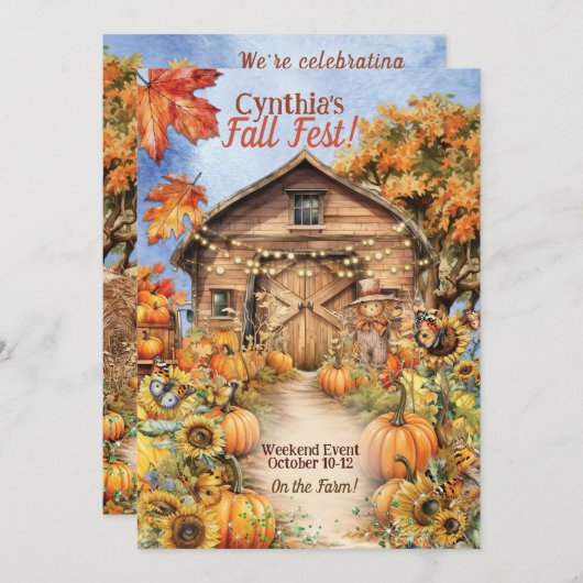 Herfst Celebration Uitnodigingen (Voorkant / Achterkant)