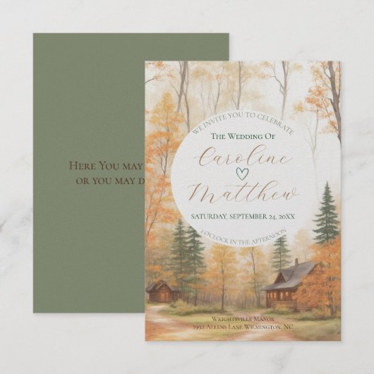 Herfst Chalet Trouwkaart Save The Date (Voorkant / Achterkant)