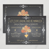 Herfst Chalkboard Wedding Repetitie Mason Jar Kaart (Voorkant / Achterkant)