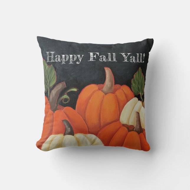 "Herfst Chalkboardpompoenen" Gepersonaliseerd Sier Kussen (Voorkant)