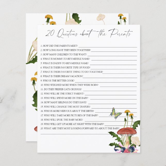 Herfst champignons - 20 vragen over de Ouders (Voorkant / Achterkant)