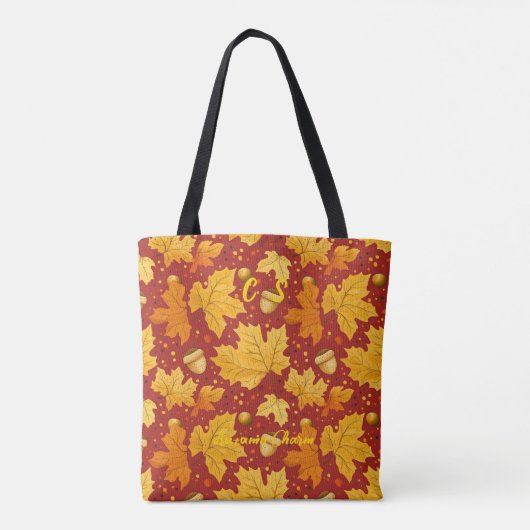 Herfst Charm Tas met Gouden Bladeren en Eikels (Achterkant)