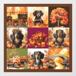Herfst Charm: Teckels en Herfst Scènes Raamsticker