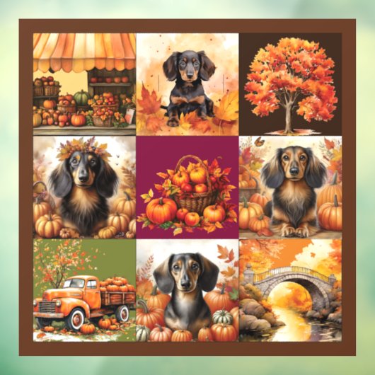 Herfst Charm: Teckels en Herfst Scènes Raamsticker (Vel 3)
