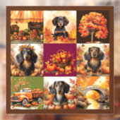 Herfst Charm: Teckels en Herfst Scènes Raamsticker (Vel 2)