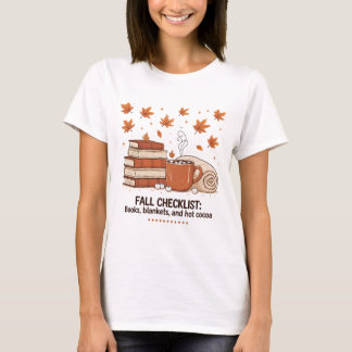Herfst Checklist Boeken Dekens Warme Chocolade Gez T-shirt