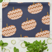 Herfst Chevron Pumpkins & Navy Theedoek (Gevouwen)