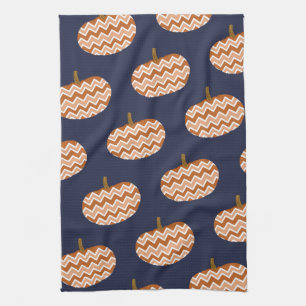 Herfst Chevron Pumpkins & Navy Theedoek