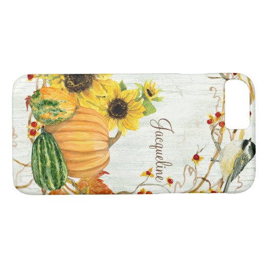 Herfst Chickadee Sunflower Pumpkin Bitterbitter Le Case-Mate iPhone Case (Achterkant (Horizontaal))