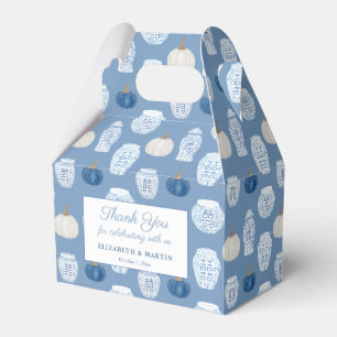 Herfst Chinoiserie Blauwe Pompoenen Trouwdouche Bedankdoosjes