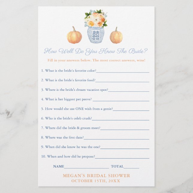 Herfst Chinoiserie die weet bruid de beste game (Voorkant)