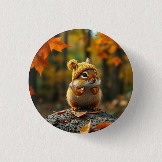 Herfst Chipmunk Button (Voorkant)