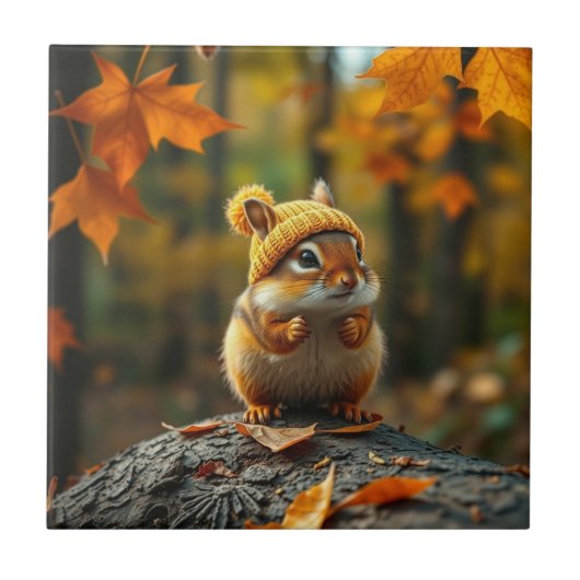Herfst Chipmunk Keramische Tegel Tegeltje (Voorkant)