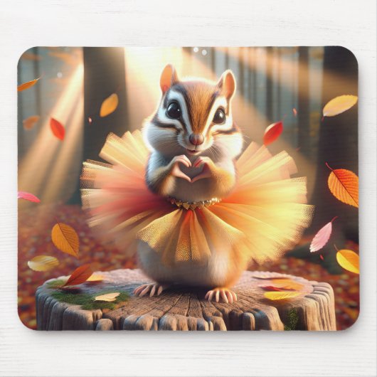 Herfst Chipmunk met een Tutu Muismat (Voorkant)
