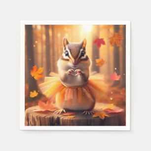 Herfst Chipmunk met Tutu en Hart Servet