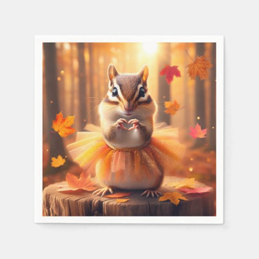Herfst Chipmunk met Tutu en Hart Servet (Voorkant)