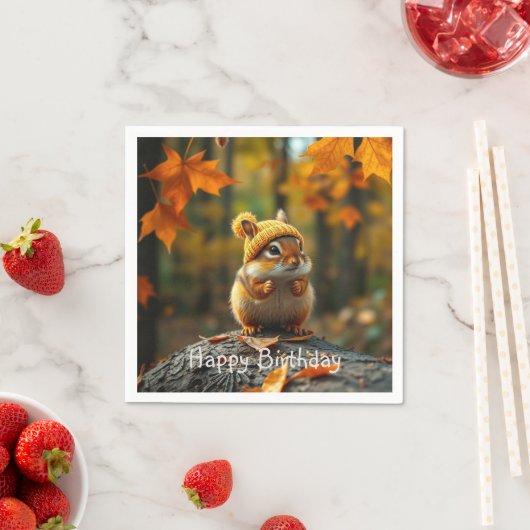 Herfst Chipmunk Verjaardag Servet (Insitu)