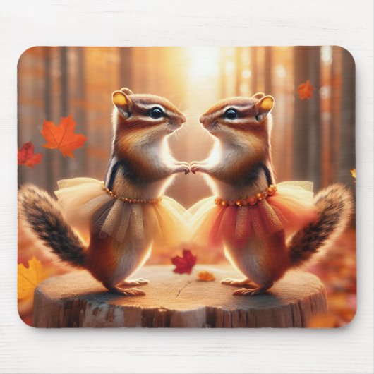 Herfst Chipmunks dansen Muismat (Voorkant)