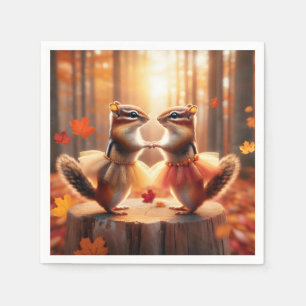 Herfst Chipmunks dansen Servet